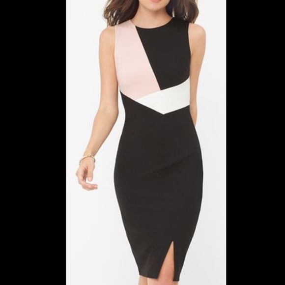 WHBM Asymmetrical Color Block Sleeveless MIDI Sheath Dress - Picture 2 of 2